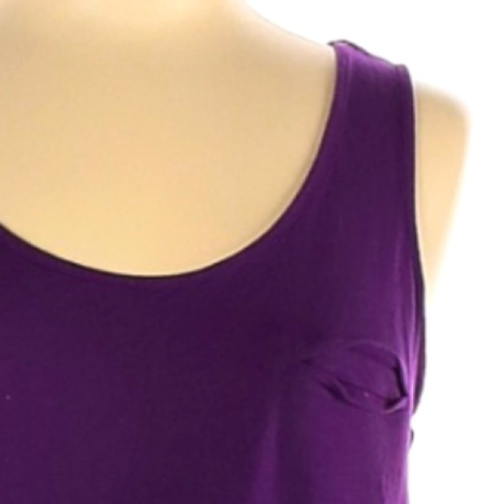 ANA L purple knit front sheer back sleeveless top - Picture 5 of 16